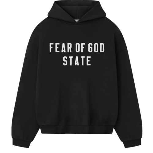 FEAR OF GOD ESSENTIALS 90'S FIT FLEECE HOODIE "JET BLACK"