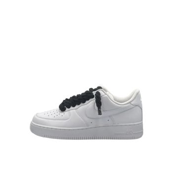 NIKE AIR FORCE 1 LOW 07 TRIPLE WHITE / BLACK ROPE LACES 
