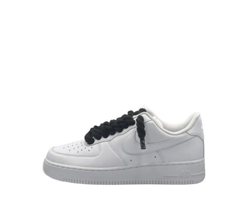 NIKE AIR FORCE 1 LOW 07 TRIPLE WHITE / BLACK ROPE LACES 
