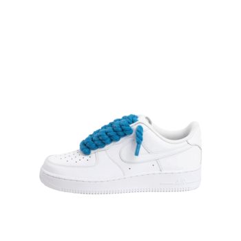  Nike Air Force 1 Low Triple White / Blue Rope Laces