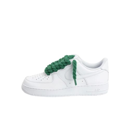 Nike Air Force 1 Low Triple White / Green Rope Laces