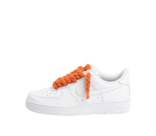 Nike Air Force 1 Low Triple White / Orange Rope Laces