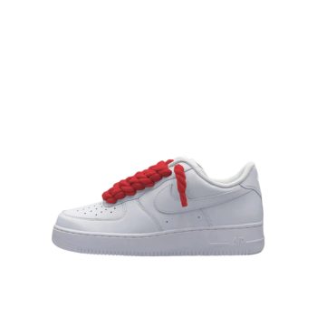  Nike Air Force 1 Low Triple White / Red Rope Laces