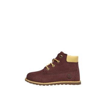   TIMBERLAND GIRLS POKEY PINE 6 IN SIDE ZIP BOOT BURGUNDY NUBUCK 